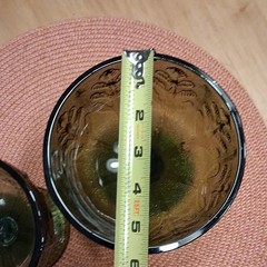 FTD Green Leaf Textured Glass 1975 Goblet and 1978 Bowl