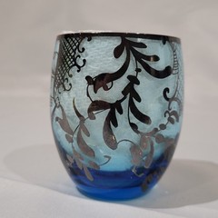 Vintage Venetian Gondola Themed Blue Cordial Glasses 24k Gold Trim BEAUTIFUL