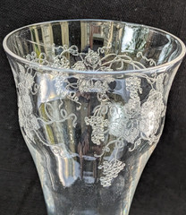 ANTIQUE FOSTORIA NEW VINTAGE GRAPE ETCH #227 STEM 858 5 1/2″ PARFAIT/CHAMPAGNE