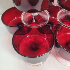 Vintage 1970s Luminarc Cavalier Suede Ruby Red Champagne/Dessert Cups Set of 7