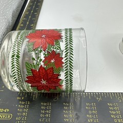 Christmas Holiday Poinsettia Rocks Glass Clear Red Green Set Of 2