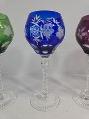 AJKA MARSALA WINE HOCK GLASSES CRYSTAL CLEAR BOHEMIA HUNGARY SET OF 4