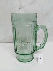 6 Vtg Anchor Hocking Green Tankard Beer Mug Glasses Line Lites Ribbed
