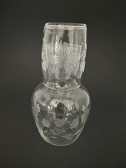 Tumble Up Etched Glass Bedside Water Carafe With Tumbler Floral