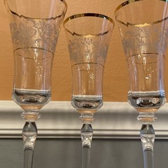 Mikasa Antique Lace Fluted Champagne Goblets Set Of 3 Middle Floral