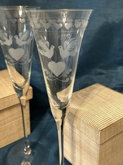 Romanian Colony Crystal Forever Wedding Toasting Tall Champagne Flute Pair