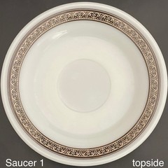 Pyrex Tableware by Corning Mocha 2 Piece 796 Cup Saucers c1960s Made in USA