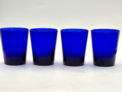 4 Libbey Flare Cobalt Blue Old Fashioned Glasses – Vintage 14 oz Excellent