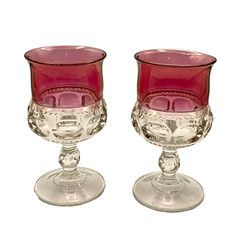 Tiffin Franciscan Kings Crown Ruby Thumb Print Red Water Goblets – Set of 2