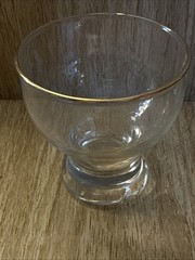 Vintage Clear With Gold Trim 6oz Juice glass with H monogram Pedestal Footed