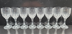 (8) Cristal D’Arques Bretagne Cordial Glasses Set Vintage Small Cut Stemware Lot