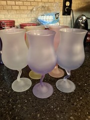 Vintage Libbey Watusi Z Stemmed Pastel Frosted Cocktail Glasses Set of 6