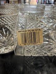 Set of 6 Clear Cut Glass 10.5 oz Whiskey Glasses, Round Glossy Finish
