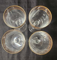 Vintage American Cut Crystal Wine Glasses w/ Gold Oak Leaf Embellishments