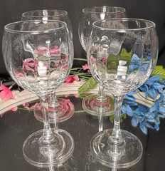 4 Optic Rib Clear Crystal Round Wine Glasses Goblets Hocks Set