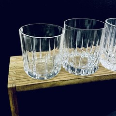 Vtg Crystal Double Old Fashioned Glasses Mismatched Heavy Set Of 4 Mixed
