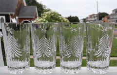 4 MIKASA CHRISTMAS TREE HIBALL HIGHBALL GLASSES TUMBLERS 5 1/2″ HIGH