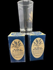 Golden Wheat 12 oz Glass Tumblers With 22k Gold Trim Vintage Premium DUZ New In