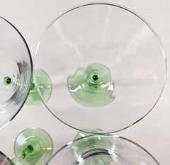 4 Libbey Courbe Martini Glasses Set Zig Zag Wavy Green Stemware Bar Drinking Lot