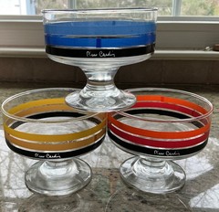 Three RARE Vintage 1970s PIERRE CARDIN Sherbet Ice Cream Glasses EXC