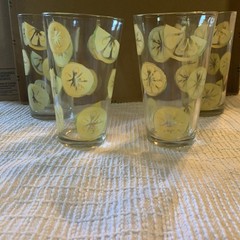 Set of 4 Vintage 16 oz Libbey Tumbler Glasses Lemon 🍋 Slices Made in USA ~NICE~