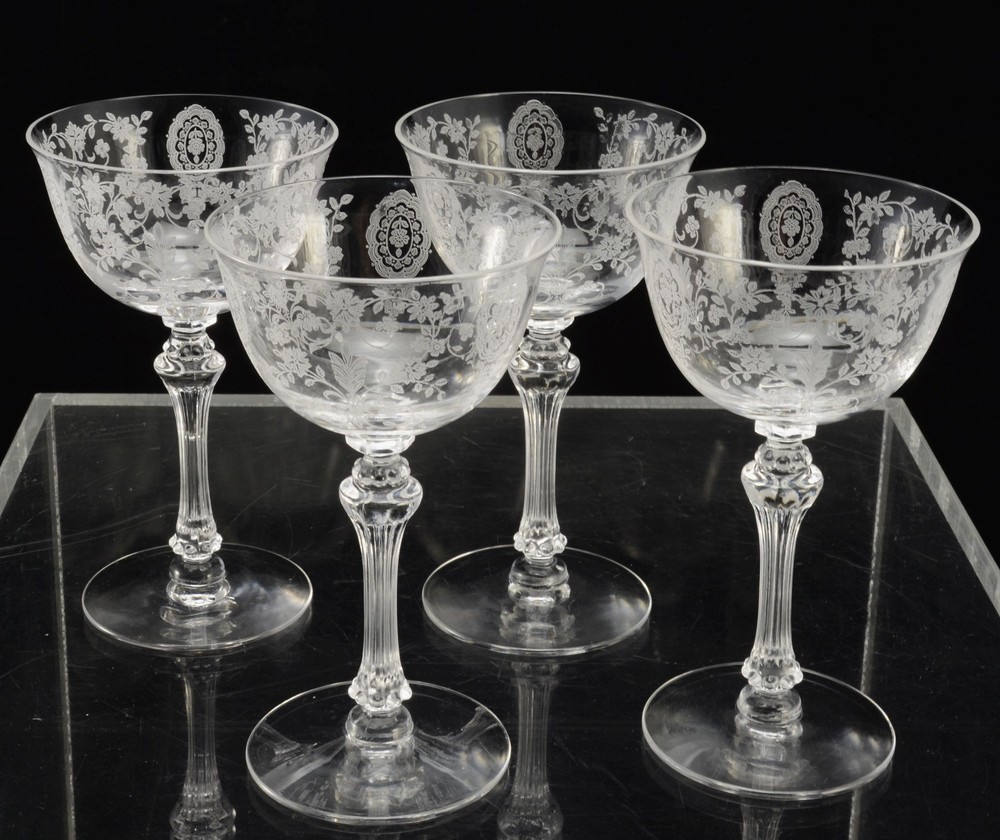 Set 4 Tiffin Franciscan Elegant June Night 5 1/4 Inch Liquor Cocktails EX COND