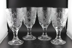 Princess House Fantasia Wine Glasses Fine Crystal Water Goblets Set of 4