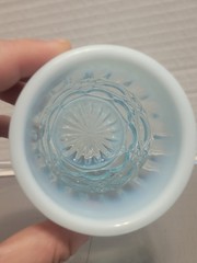 Mosser Glass Eye Winker Aqua Opal 4″ Tumbler Opalescent Blue Juice USA
