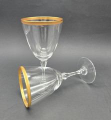 VTG LENOX Crystal GEORGETOWN Gold Trim 7″ Wine Water Glasses Goblets Set of 2