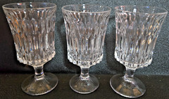 Patterned Heavy Stemware Glasses. 2 are Identical & 1 has smaller base 3 Total