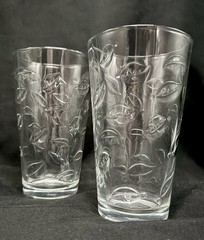 Libbey Inverted Leaf Glass Tumblers Set of 2 Mid-Century 14oz Textured Highball
