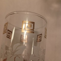 Tumblers Glasses Set of 14 Anchor Hocking MCM White Hibiscus Gold Grecian Key
