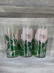 Libbey Pink Iris Glasses Set Of 18, 12 oz, 8 oz., 5 oz., & 4 oz