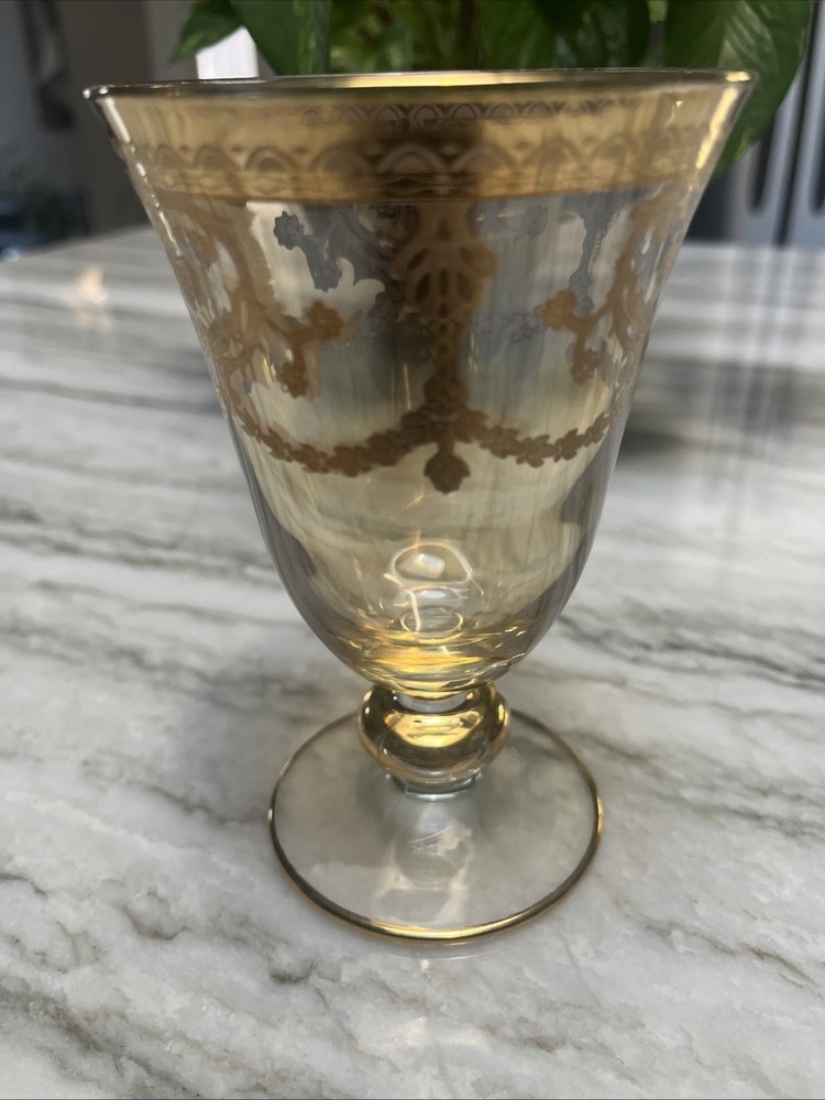 Interglass Italy Crystal Wine Glass 24 Gold Trim