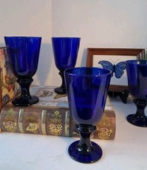 Vintage Libbey Cobalt Blue Ice Tea Flare Glasses