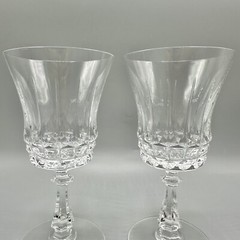 Vintage Val St Lambert GLENDALE Crystal 6 3/4” Water Goblets Set Of 2 Signed /cb