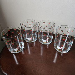 4 Vintage Christmas Country Goose Drinking Glasses CHD 1984 Anchor Hocking 4″