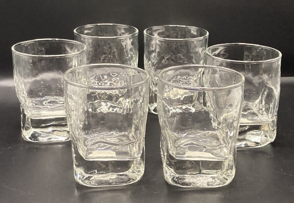 VTG ~ Set 6 Durobor Quartz Old Fashioned Whiskey Glasses Brutalist MCM 12 oz NOS