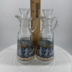 Cera Glass Cruet Set Etruscan Frieze Roman Greek Key MCM Vintage HTF