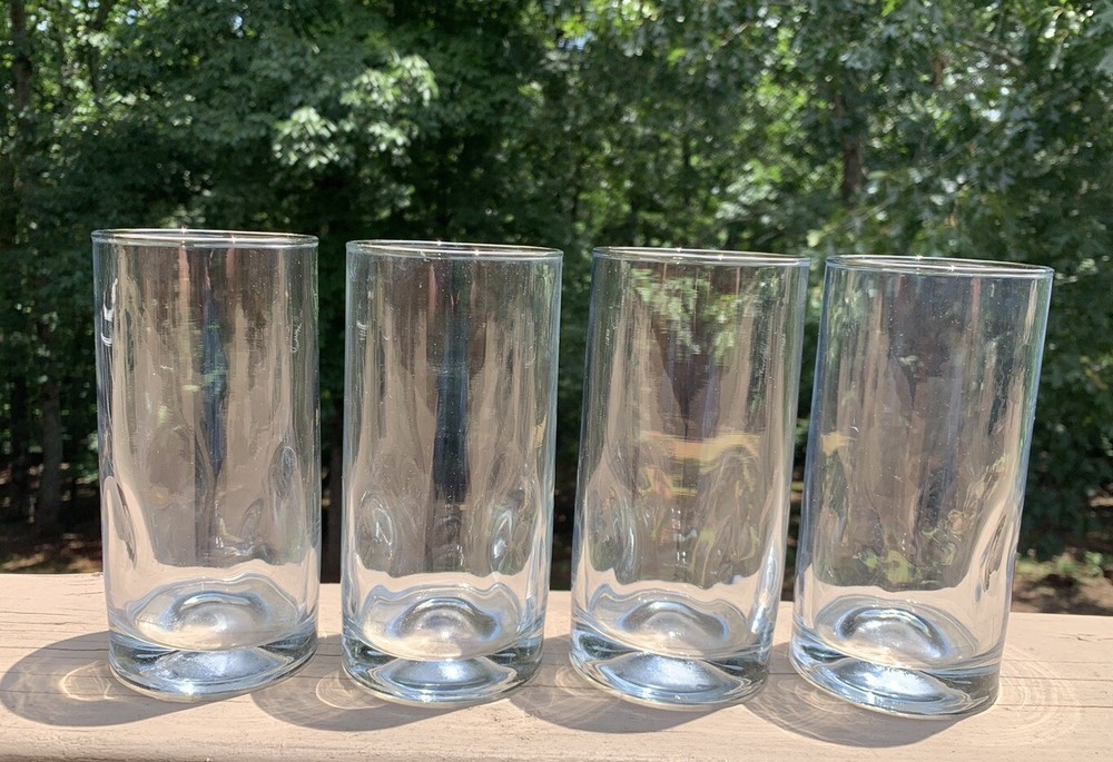 Set Of 4 Crisa Clear Thumbprint Glasses 16oz Capacity