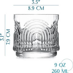 Vintage Art Deco Lowball Cocktail Glasses Set of 4 9 oz Crystal Tumblers