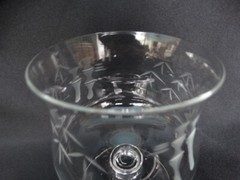 Saski/Noritake Crystal Clear Grey Cut Bamboo Seafood Cocktail & Glass Liner EUC
