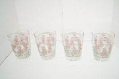 VINTAGE DRINKING GLASSES MACON CHERRY BLOSSOM FESTIVAL FLOWERS LOT OF 4 EUC