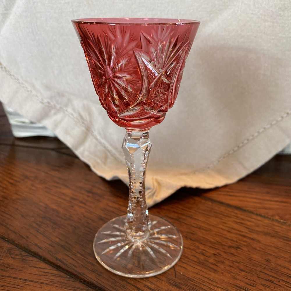 Vintage Cordial Sherry Glass PINK 4.75” Tall.