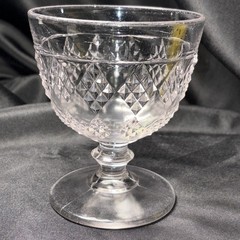 VINTAGE ANTIQUE DIAMOND FACETED BALL STEM WATER/WINE GOBLET