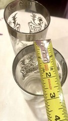 2 VTG MCM KIMIKO Guardian Shield Crest HIGHBALL GLASSES Silver