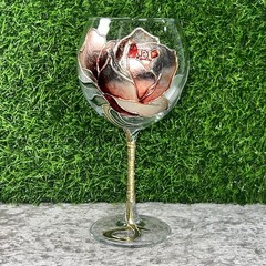 Floral Hand Painted Gilded Wine Art Glass AMADEO Verona ITALY Una Alla Volta