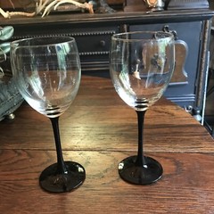 Luminarc BLACK STEM Wine Champagne Flute Glasses Set of 2 Made In FRANCE