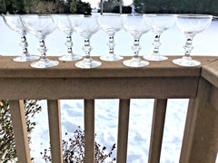 Signed Hawkes Champagne Coupe Glassses Wheat Pattern 5” 5 oz Set of 8 VTG