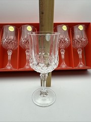 LOT – 6 Cristal d’Arques LONGCHAMP 17,5 cl Wine Glasses Lead Crystal New in Box